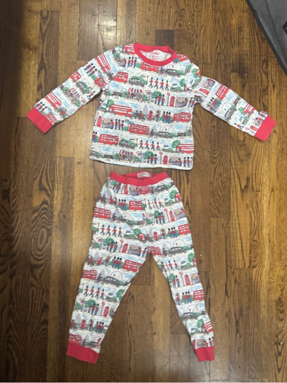 Cath Kidston Kids Bus & City Print Pajama Set - Red, White, Green